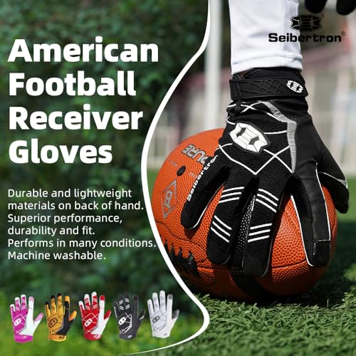 Seibertron - Pro 3.0 Elite Ultra-Stick Football Gloves for Youth & Adults
