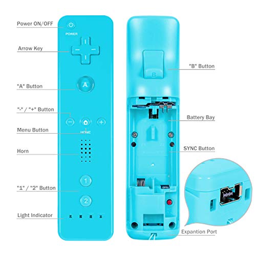 SogYupk - Wireless Wii Remote Controller with Silicone Case and Wrist Strap Blue