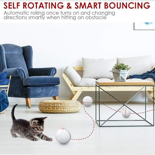 Solfej - Smart Interactive Cat Toy Ball, USB Rechargeable, 360° Rotation, LED Light