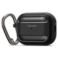 Protect your AirPods Pro 2 with Spigen's Rugged Armor Case. Slim design, flexible TPU, and metal carabiner ensure safety and style. Keywords: AirPods Pro 2 case, Spigen, rugged protection