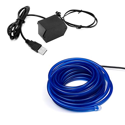Illuminate your projects with Stark's 5m Blue Neon LED EL Wire. Perfect for costumes, crafts, and decor. USB powered, 3.2mm thick, and easy to use! Keywords: neon LED wire, DIY projects, USB powered