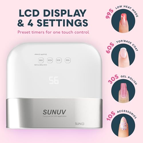 Sunuv - Professional UV Light for Gel Nails, 4-Timer, Sensor, 39 LED Beads