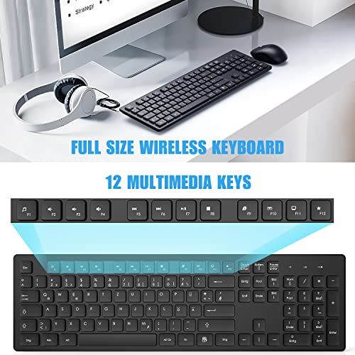 TedGem - Wireless Ergonomic Keyboard & Mouse Set, 2.4G, 105 Keys for PC & Mac