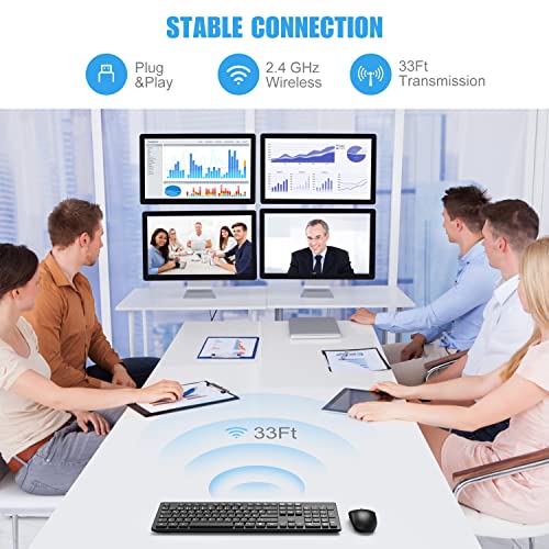 TedGem - Wireless Ergonomic Keyboard & Mouse Set, 2.4G, 105 Keys for PC & Mac