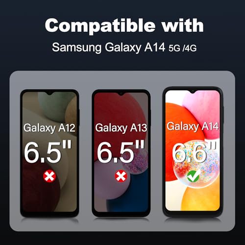 Tentoki - Pack of 2 Tempered Glass Screen Protectors for Samsung Galaxy A14 5G/4G - Bubble-Free, 9H Hardness, Anti-Scratch, Ultra Transparent