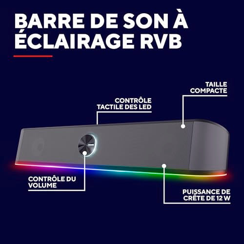 Trust Gaming - GXT 1619 Rhox RGB Sound Bar, 12W Stereo Speaker, USB Powered, Compact Design