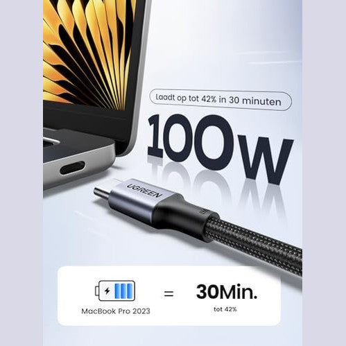 UGREEN - 100W USB C to USB C Cable, 5A Fast Charging, PD 3.0, 2-Pack