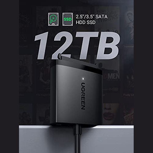 Ugreen - SATA III to USB 3.0 Adapter Cable with UASP, 5Gbps Transfer Rate, Compatible with 2.5" & 3.5" HDD/SSD