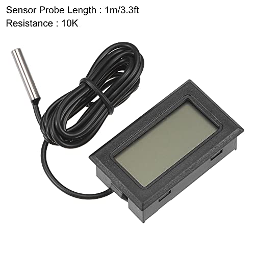 Uxcell - Digital Thermometer -50 to 110°C, 10K Temperature Gauge, 1m NTC Probe
