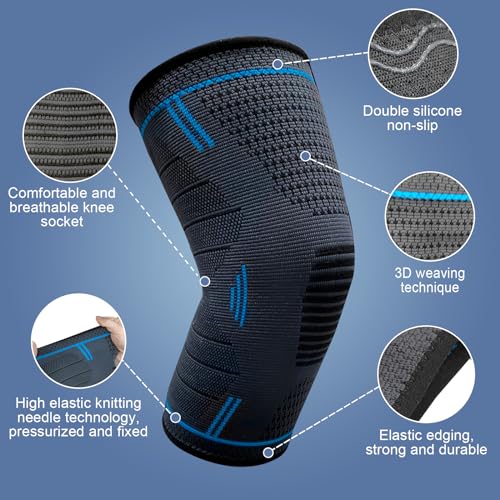 Viexpand - Pack of 2 Knee Supports, Compression Bandage for Joint Stability, Pain Relief for Sports and Weight Lifting, XL Size