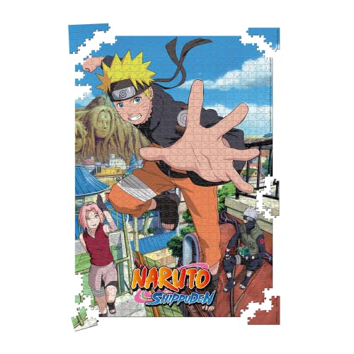 Winning Moves - Naruto Shippuden Konoha Jigsaw Puzzle, 1000 Pieces, High-Quality Artwork, Perfect for Fans