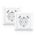 Yeapow - USB Wall Outlet with 2 USB Ports, 2.8A, Fits Standard Wall Socket, White