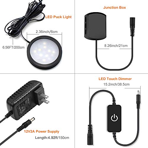 Ygs-Tech - LED Under Cabinet Lighting Kit, 1020 Lumens, 5000K Daylight, Touch Dimming