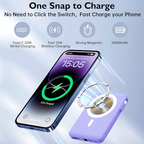 Yiisonger - Magnetic 10000 mAh Wireless Power Bank with Quick Charge & LED Display