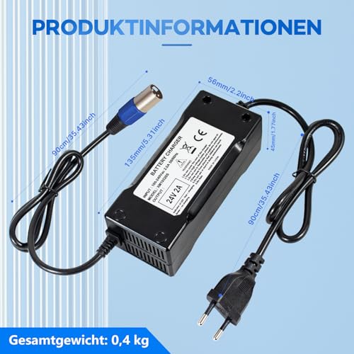 Yzpower - 24V Electric Wheelchair Charger with 3 Pin XLR Connector, Lead Acid Compatible