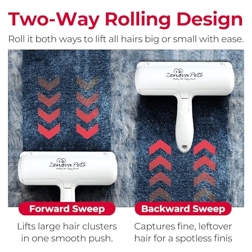 Zenova Pets - Reusable Pet Hair Remover Roller for Clothes, Carpets & Furniture
