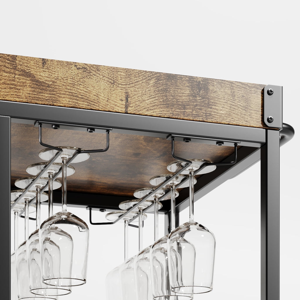 Asofer 3-Tier Bar Cart with Lockable Wheels - Retro