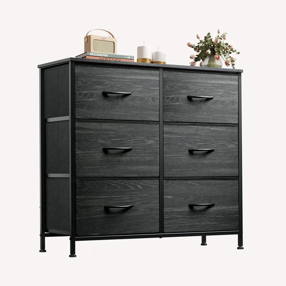 WLIVE Minimalist Fabric 6-Drawer Double Storage Dresser