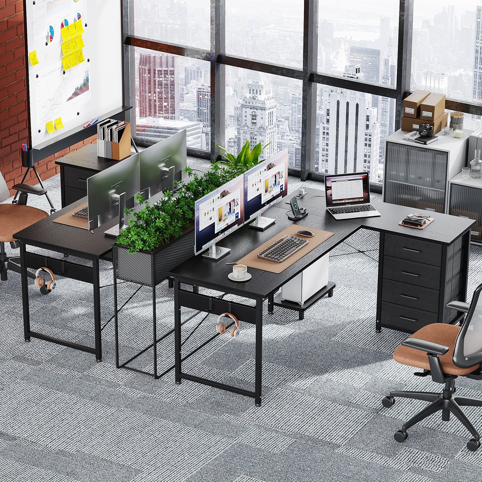 KKL L-Shaped Computer Desk with Charging Station - 53 inch