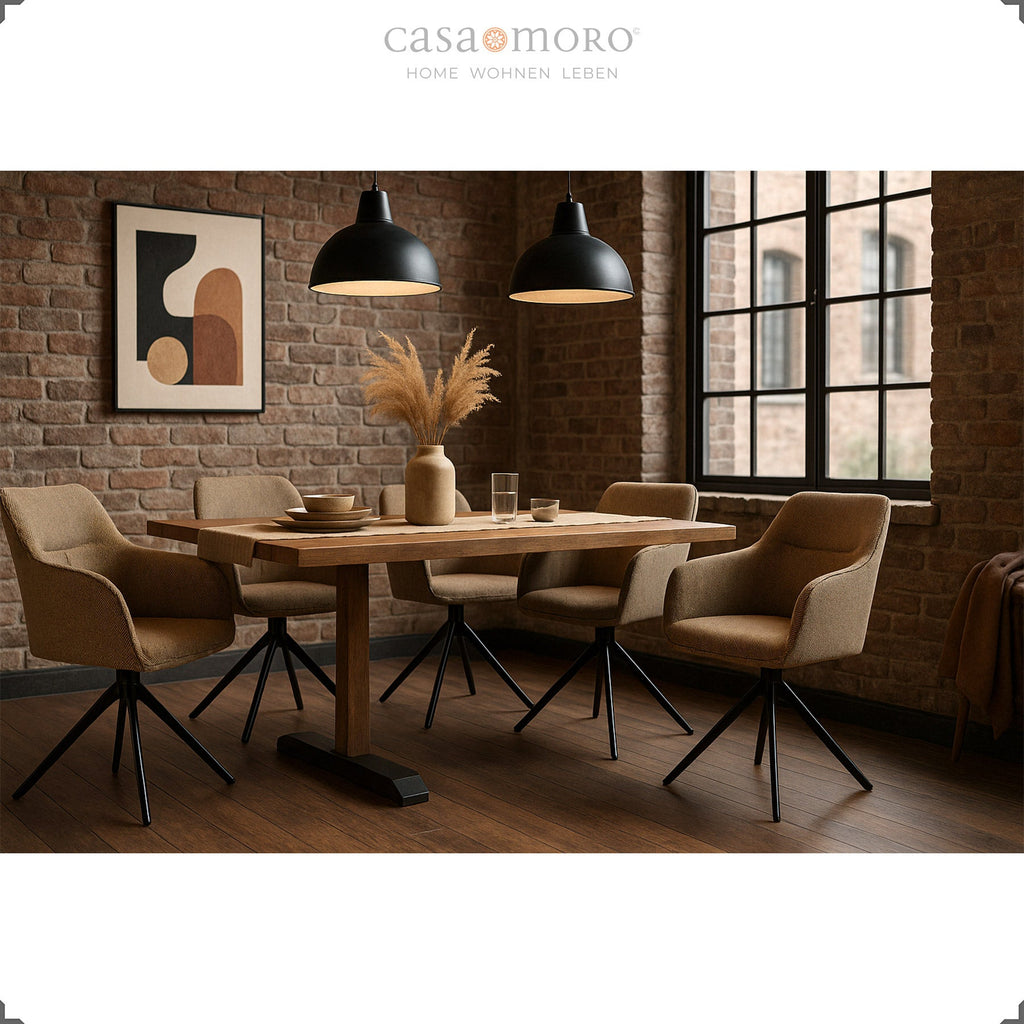 Casa Moro 360° Swivel Armchair with Backrest in Brown