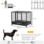 PAWHUT Heavy Duty Metal Dog Crate with Tray and Wheels