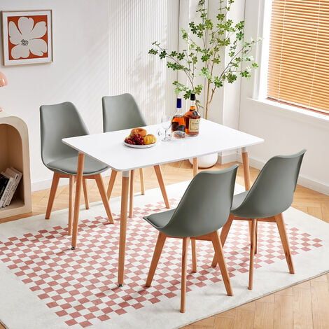 Unknown Rectangular Scandinavian Style Wooden Dining Table - White