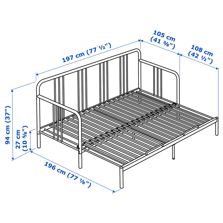 FYRESDAL White divan frameTwin size