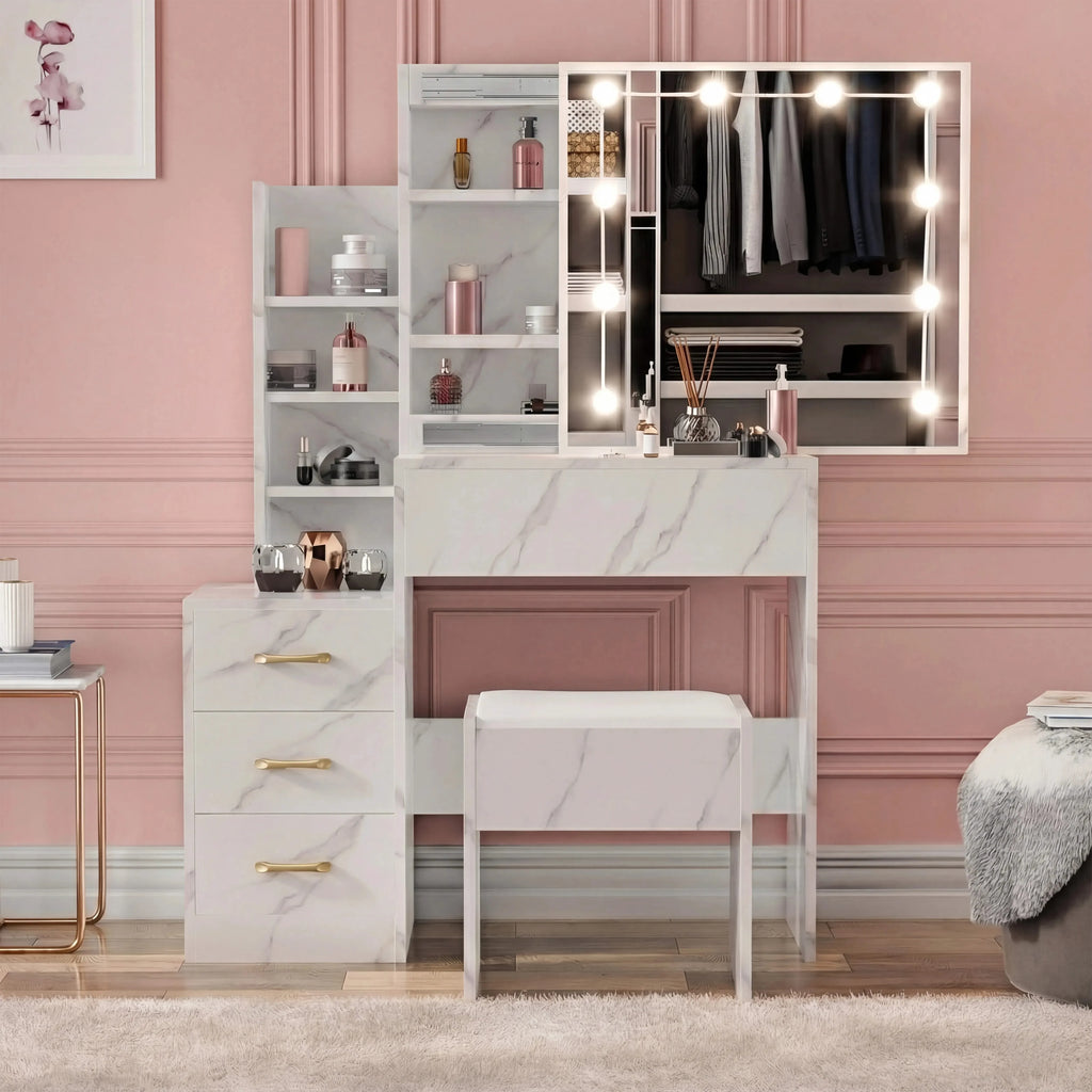 DHS Hollywood Mirror Dressing Table with Storage