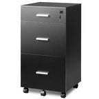 3 Drawer Rolling File Cabinet with Lock by Devaise, featuring a lock for the first drawer