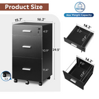 Devaise 3 Drawer Rolling Lockable File Cabinet