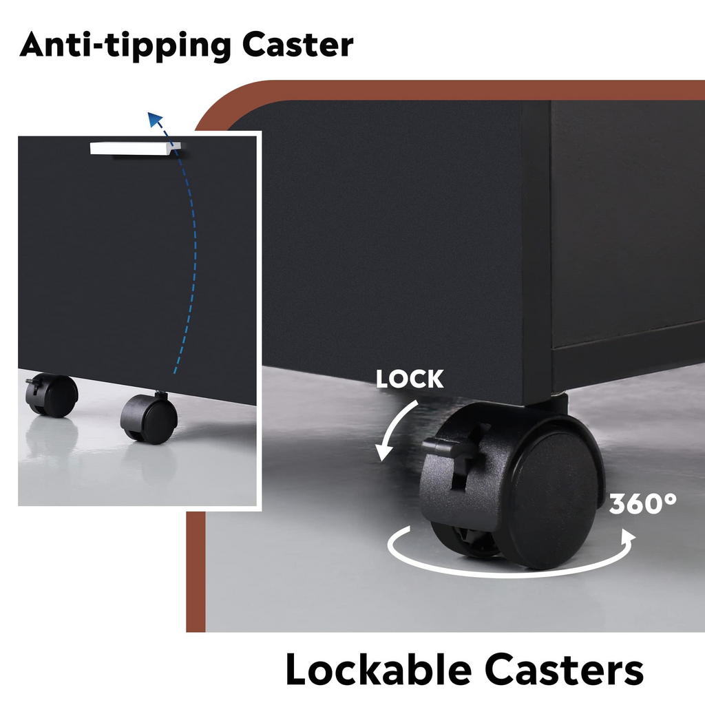 Devaise 3 Drawer Rolling Lockable File Cabinet