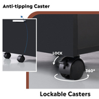 Devaise 3 Drawer Rolling Lockable File Cabinet