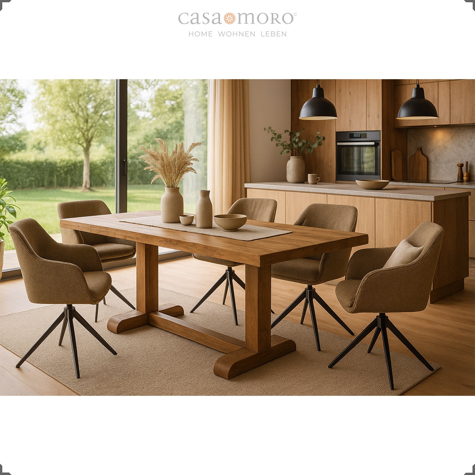 Casa Moro 360° Swivel Armchair with Backrest in Brown