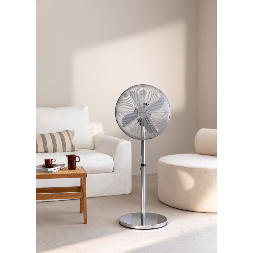 CREATE Air Stand Easy Oscillating Pedestal Fan with adjustable height and 3-speed settings