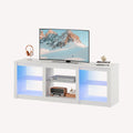 WLIVE Modern 58 inch LED TV stand with glass shelves and customizable LED lighting