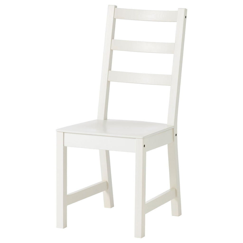 White IKEA NORDVIKEN ladder-back chair with high back and carved seat