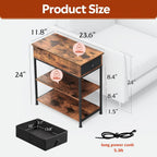 WLIVE Small Wood Storage Side Table with Charging Station
