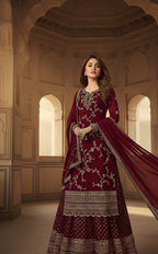 Step out in style with this elegant kurta palazzo set-  "Miss Ethnik Women’s Embroidered Kurta Palazzo Set –