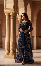 Anarkali dress for wedding party - Latest designer anarkali suits-Red-plum-wine