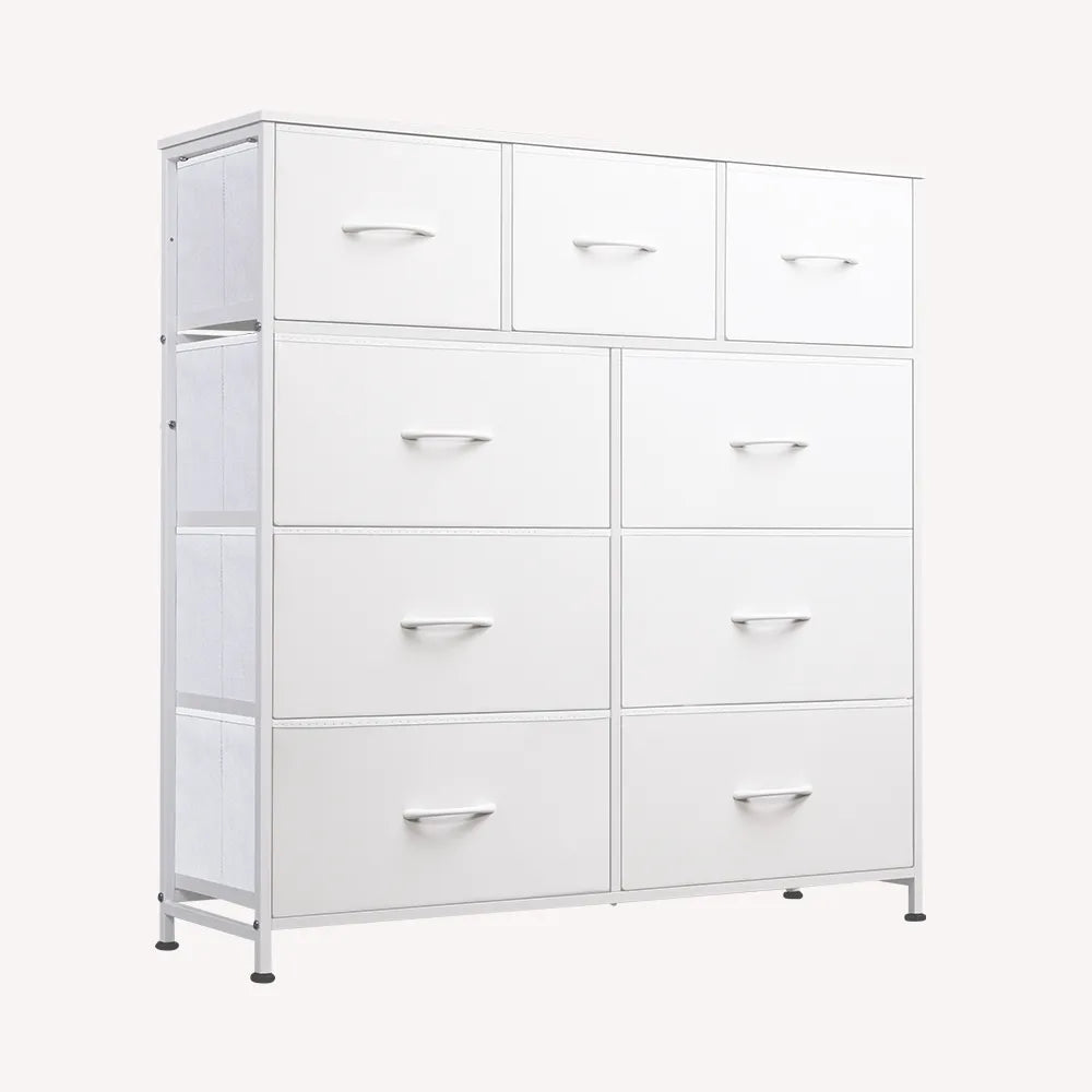 WLIVE Tall 9-Drawer Fabric Dresser with Wood Top